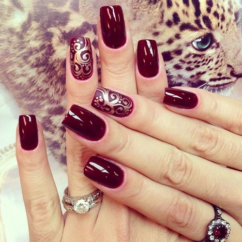 Burgundy Nail Art Design Ideas