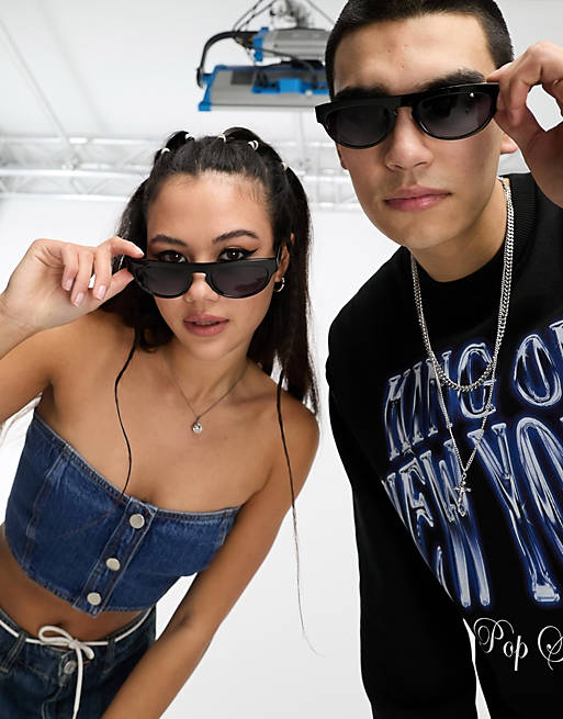 A.Kjaerbede Jake flat top round sunglasses in black