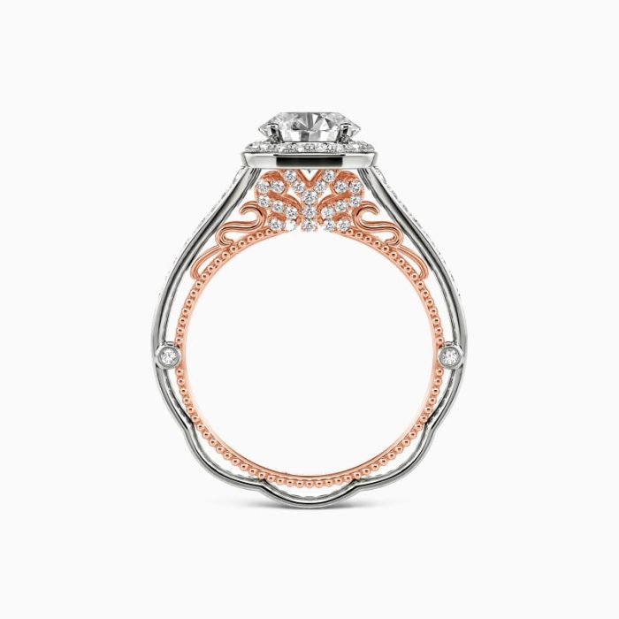 " Love Is You And Me" Round Cut Halo Engagement Ring