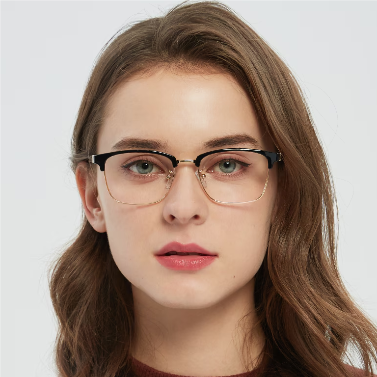 Libra - Rectangle Black/Golden Eyeglasses