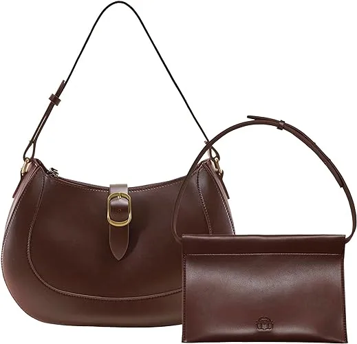 Vintage Vegan Leather Crescent Hobo Bag For Women Lunar Shoulder Purse Crossbody Satchel Under Arm Classic Lady Handbag