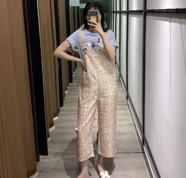Floral Print Casual All Match Printed Overalls