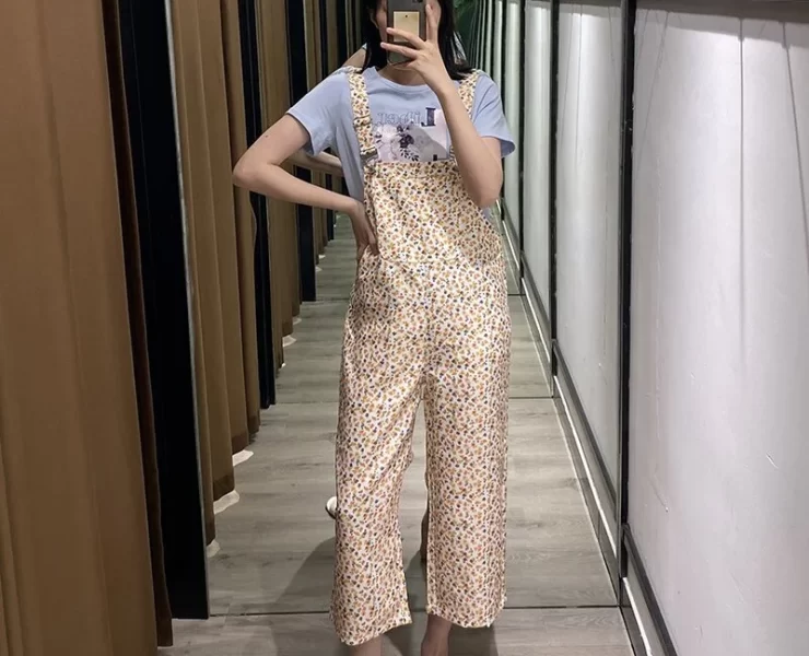 Floral Print Casual All Match Printed Overalls