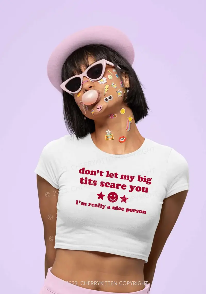 Don't Let My Big Txts Scare You Y2K Baby Tee Cherrykitten
