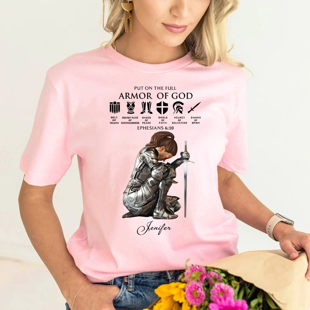 Personalized Name Put on the Full Armor of God Christian T-Shirt
