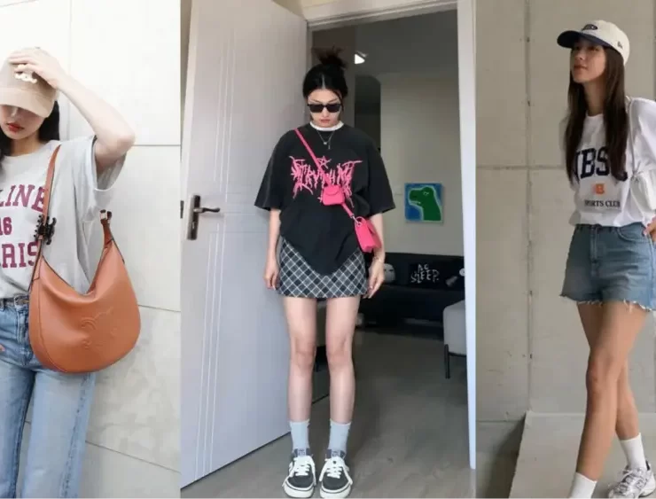 The Casual Outfit Formula With Oversized T-Shirt That Inspired By Korean Style
