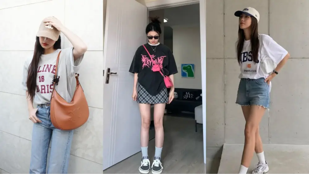 The Casual Outfit Formula With Oversized T-Shirt That Inspired By Korean Style